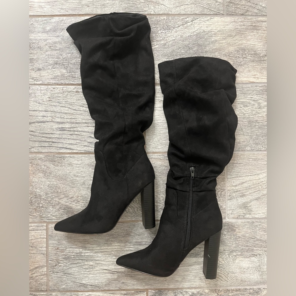 NWOT express scrunch black mid-calf boot